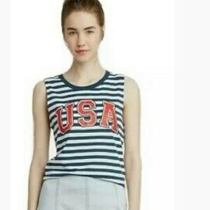 Modern Lux USA Tank Top in Red, White and Blue Stripe SMALL